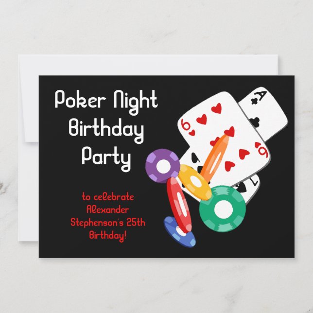 Colourful Poker Chips Party Invitation (Front)