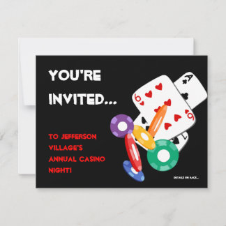 Colourful Poker Chips Vegas Casino Night Invitatio Invitation