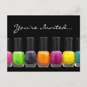 Colourful Polish Bottles, Nail Salon Manicure Part Invitation