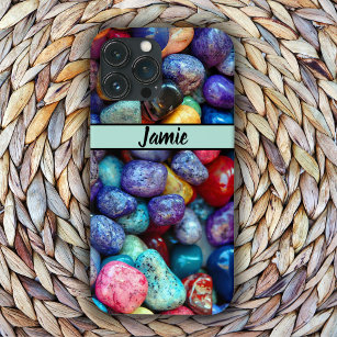 Colourful Polished Rocks with Name iPhone 13 Pro Max Case