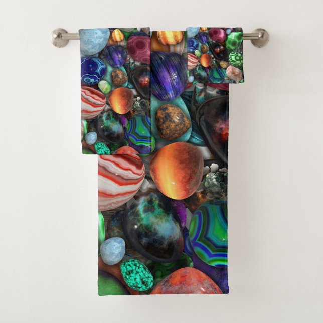 Colourful Polished Stones  Bath Towel Set (Insitu)