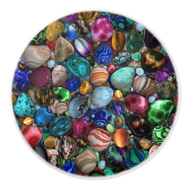 Colourful Polished Stones  Ceramic Knob (Front)
