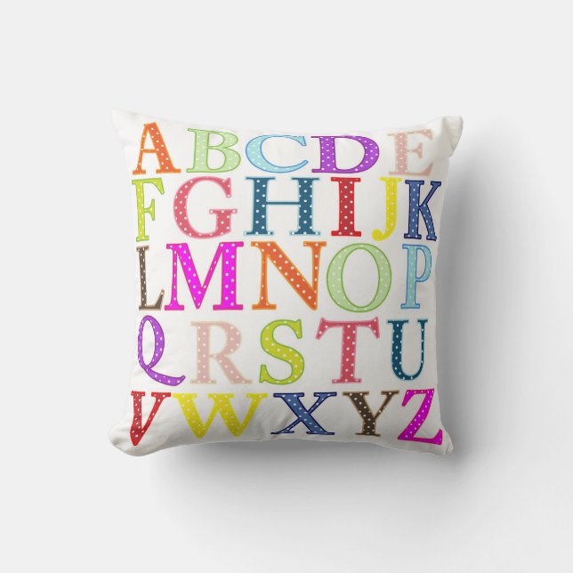 Colourful Polka Dot Alphabet Letters Cushion (Front)