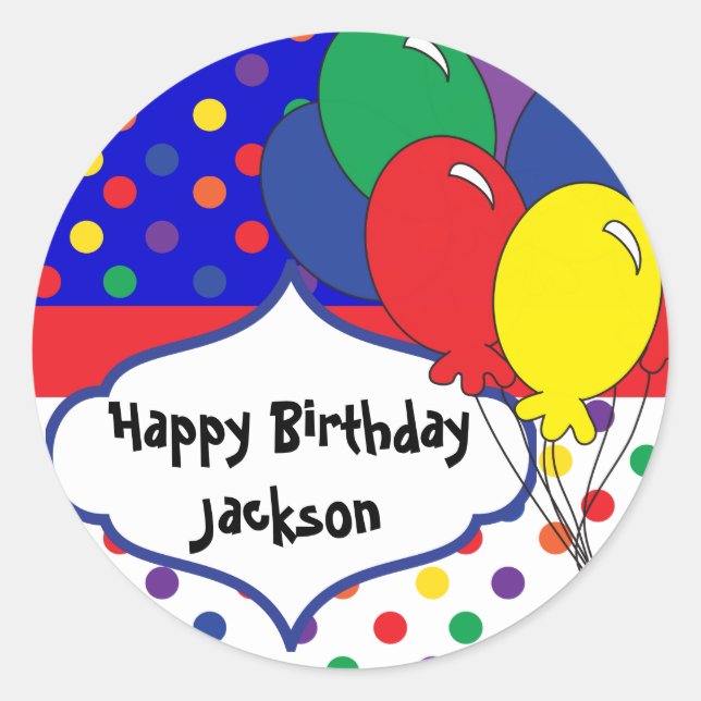 Colourful Polka Dot Birthday Classic Round Sticker (Front)