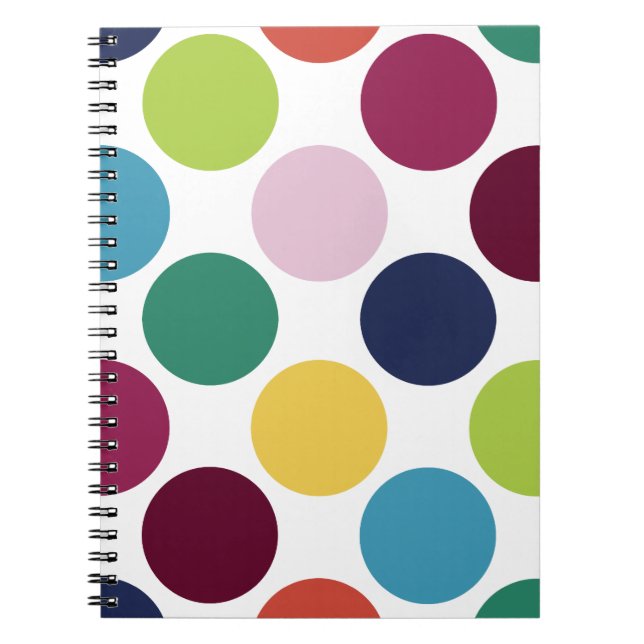 Colourful Polka Dot Bubble Round Spiral Notebook (Front)