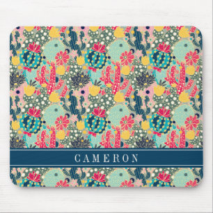 Colourful Polka Dot Cactus Pattern Mouse Pad