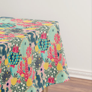 Colourful Polka Dot Cactus Pattern Tablecloth