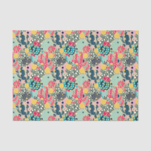Colourful Polka Dot Cactus Pattern Tissue Paper