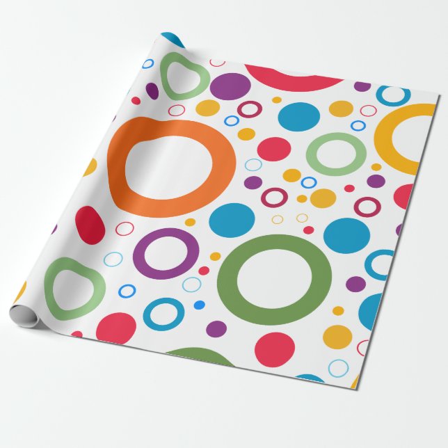 Colourful Polka Dot Circles Wrapping Paper (Unrolled)