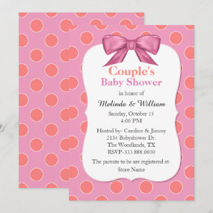 Colourful Polka Dot Couple's Baby Shower Invitatio Invitation