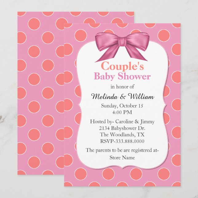 Colourful Polka Dot Couple's Baby Shower Invitatio Invitation (Front/Back)