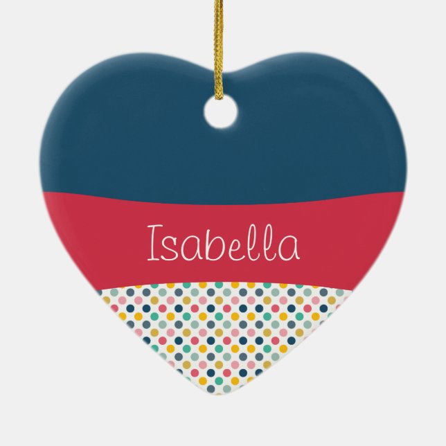 Colourful Polka Dot Customisable Pattern Ceramic Ornament (Back)