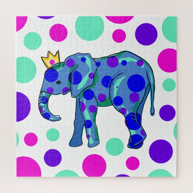 Colourful Polka Dot Elephant Puzzle (Vertical)