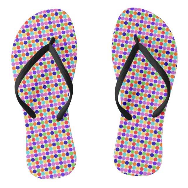 Colourful Polka Dot Flip Flops (Footbed)