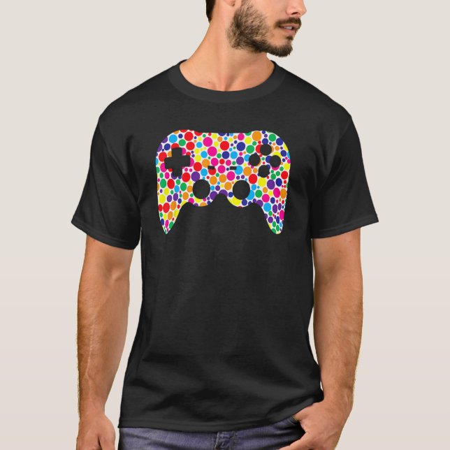 Colourful Polka Dot Game Controller International  T-Shirt (Front)