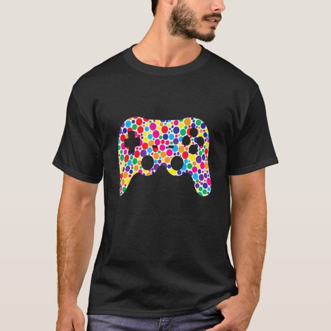 Colourful Polka Dot Game Controller International  T-Shirt (Front)