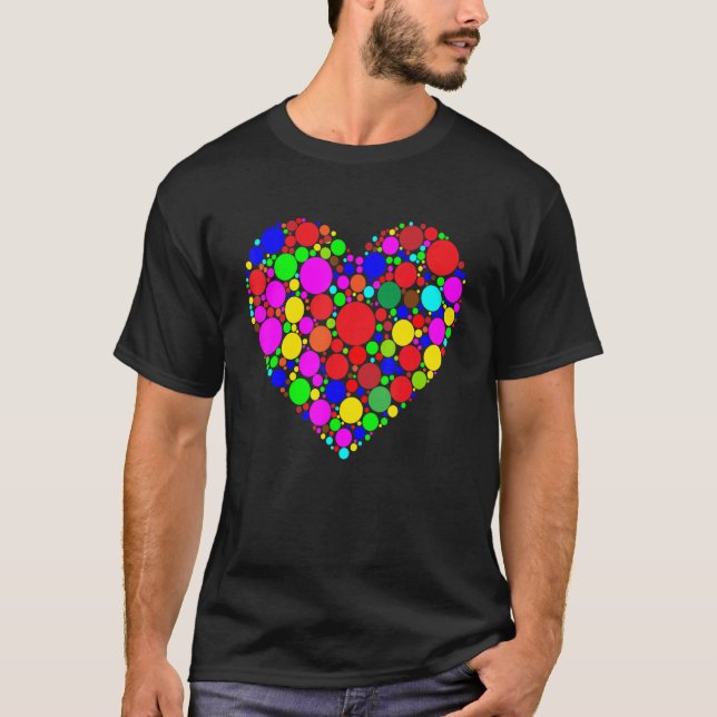 Colourful Polka Dot Heart International Dot Day Bo T-Shirt (Front)