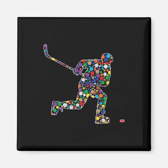 Colourful Polka Dot Hockey International Dot Day  Magnet (Front)