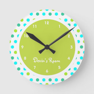 Colourful Polka Dot Kid's Bedroom Round Clock