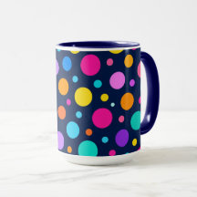 Colourful Polka Dot Pattern on Midnight Navy Blue