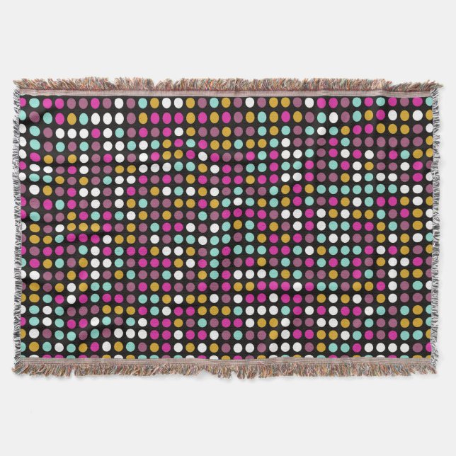 Colourful Polka Dot Pattern Throw Blanket (Front)