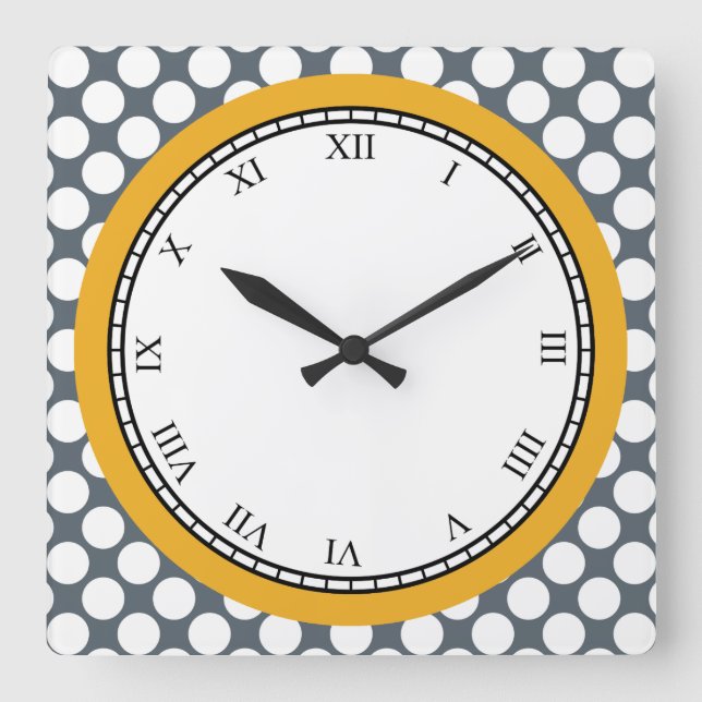 Colourful Polka Dot Roman Digits White on any Square Wall Clock (Front)