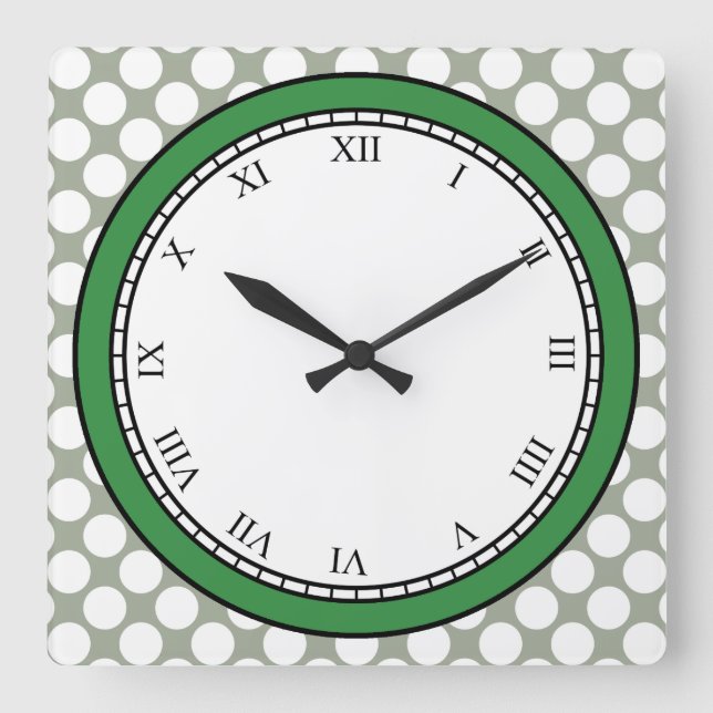 Colourful Polka Dot Roman Digits White on any Square Wall Clock (Front)