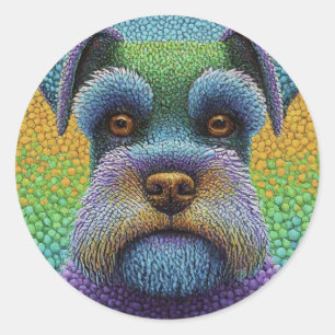 Colourful Polka Dot Schnauzer Puppy Dog Classic Round Sticker