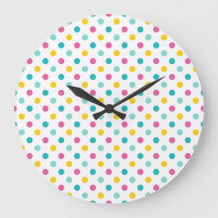 Colourful Polka Dot Seamless Pattern Large Clock