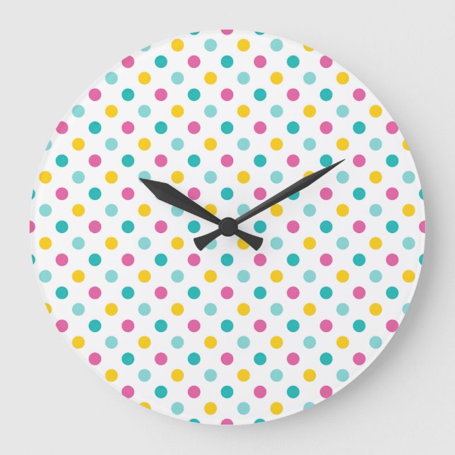 Colourful Polka Dot Seamless Pattern Large Clock (Front)