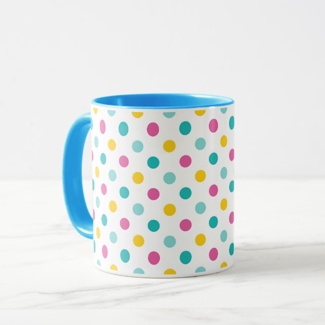 Colourful Polka Dot Seamless Pattern Mug (Front Left)