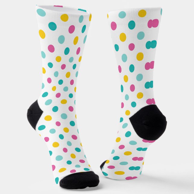 Colourful Polka Dot Seamless Pattern Socks (Angled)