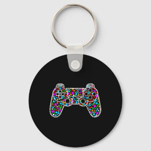 Colourful Polka Dot Video Game Funny International Key Ring