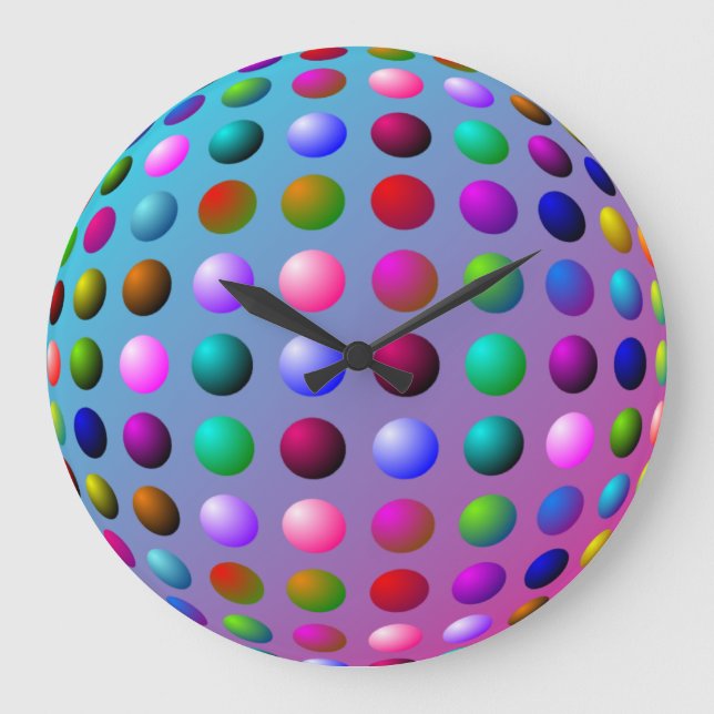 Colourful Polka Dot Wall Clock (Front)