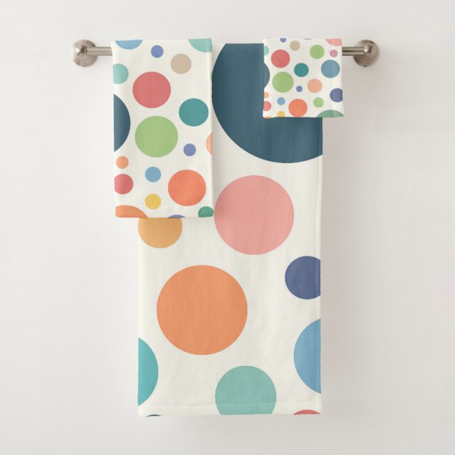 Colourful Polka Dots Bath Towel Set (Insitu)