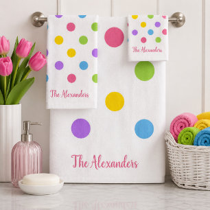 Colourful Polka Dots Bath Towel Set