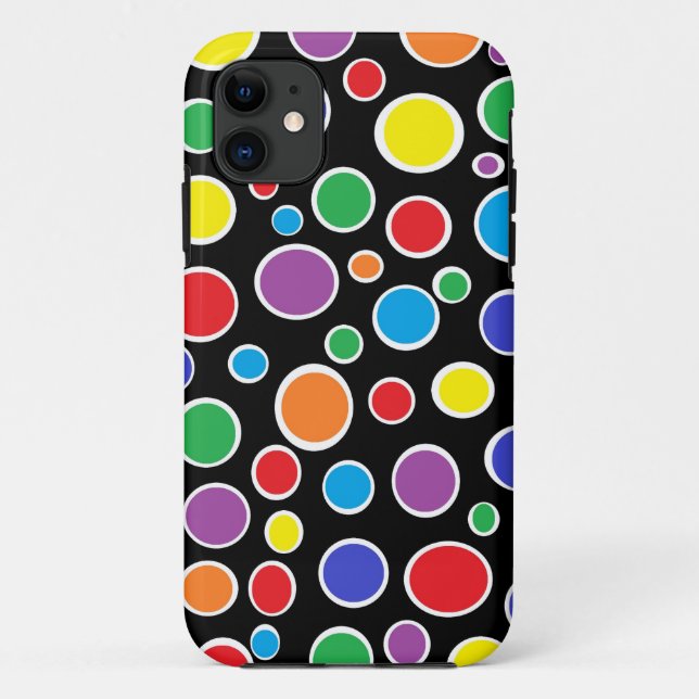 Colourful Polka Dots Black iPhone Case (Back)