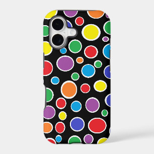 Colourful Polka Dots Black iPhone Case