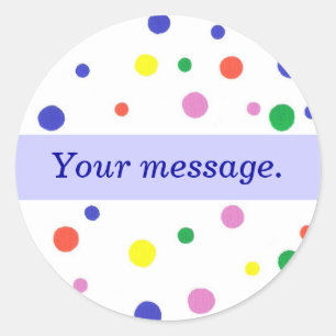 Colourful Polka Dots, Blue Your message Stickers