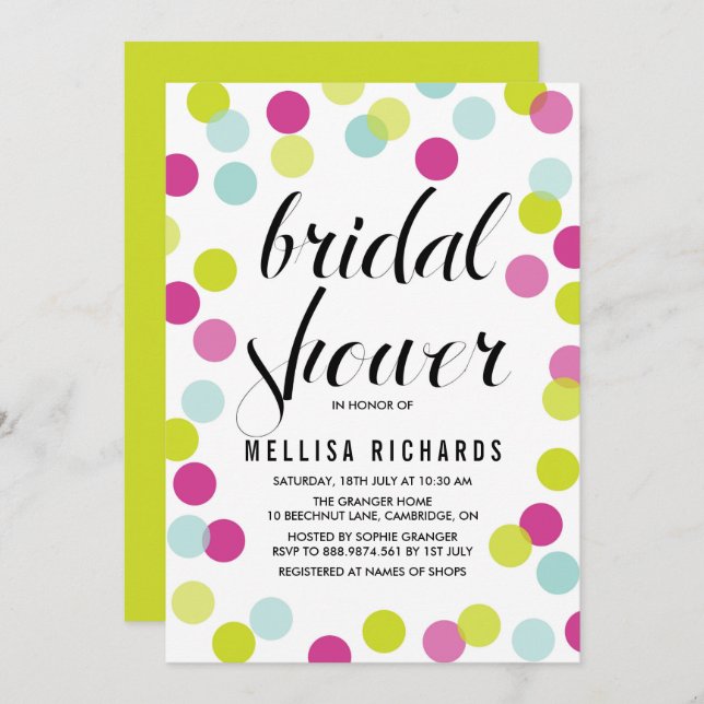 Colourful Polka Dots Bridal Shower Invitation (Front/Back)