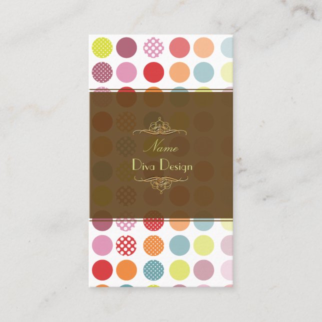 Colourful Polka dots Business Card (Front)