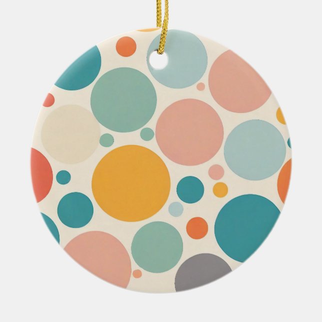Colourful Polka Dots Ceramic Ornament (Front)