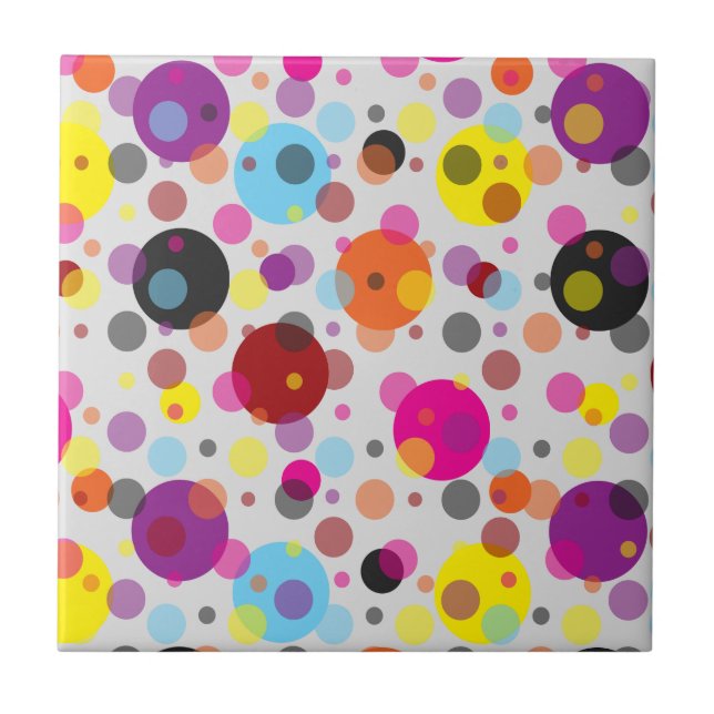 Colourful Polka Dots Ceramic Tile (Front)