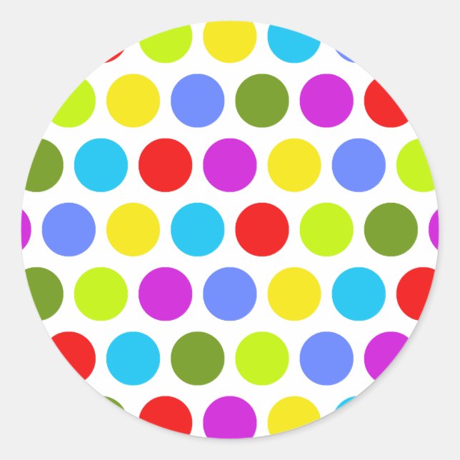 Colourful Polka Dots Classic Round Sticker (Front)