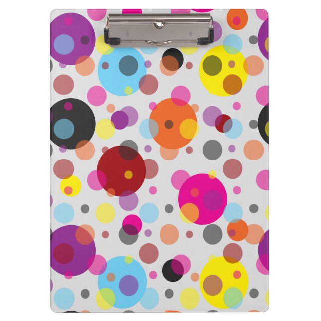 Colourful Polka Dots Clipboard (Front)