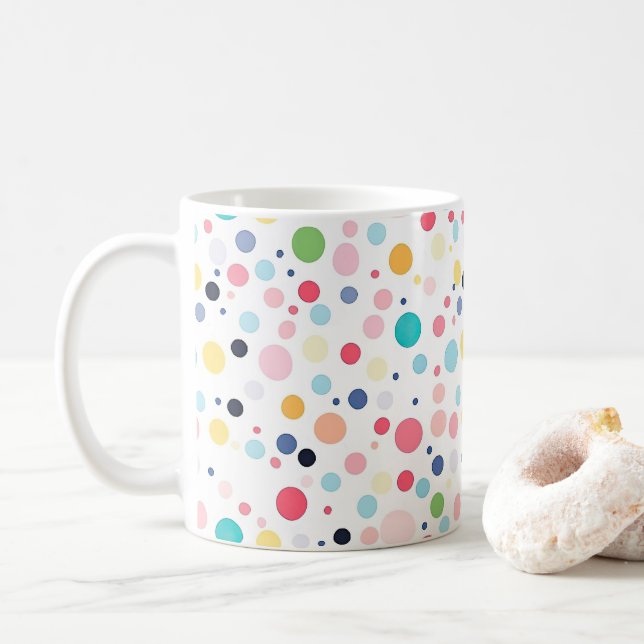 Colourful Polka Dots Coffee Mug (With Donut)