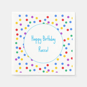 Colourful Polka Dots Confetti Kids Birthday Party Napkin