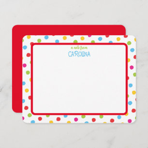 Colourful Polka Dots Cute Girly Note Card