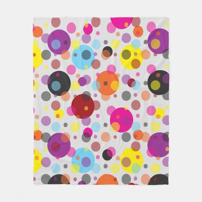 Colourful Polka Dots Fleece Blanket (Front)
