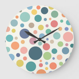 Colourful Polka Dots Large Clock